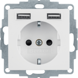 Berker 48036089, SKO socket outlet/USB A-A, Q.x, pol. w., 4011334510550