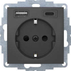 Berker 48041606, SCHUKO socket outlet/USB A-C B.3 anth. m., 4011334528302