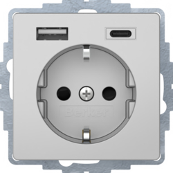 Berker 48046084, SCHUKO socket outlet/USB A-C Q.x, alu, 4011334528326