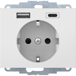 Berker 48047009, SCHUKO socket outlet/USB A-C Kx, pw gl., 4011334528388