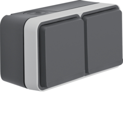 Berker 6768823525, W.1 2G horiz Socket FR EHCP 2slider grey, 4011334390855