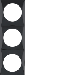 Berker 918192510, Integro Flow Frame, 3-Gang Black Glossy, 4011334338208