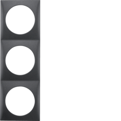 Berker 918192515, Integro Flow Frame 3-Gang Anthracite Mat, 4011334239673