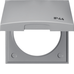 Berker 918282597, Frame 1G, Hinged Cover, IP44 Grey Glossy, 4011334239925