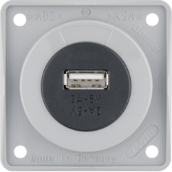 Berker 926032507, Int. USB-charg. 3A - 5V l-grau, 4011334487739