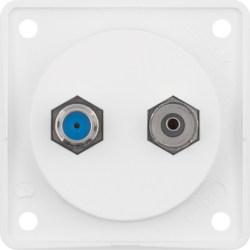 Berker 945602502, Aerial Connector Box Radio/SAT, White, 4011334241225
