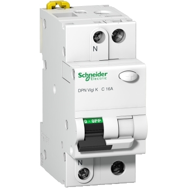 Schneider Electric A9D21616, Residual current breaker with overcurrent protection (RCBO), Acti9 DPN Vigi K, 1P+N, 16A, C curve, 6000A, A type, 30mA, 3606480552007
