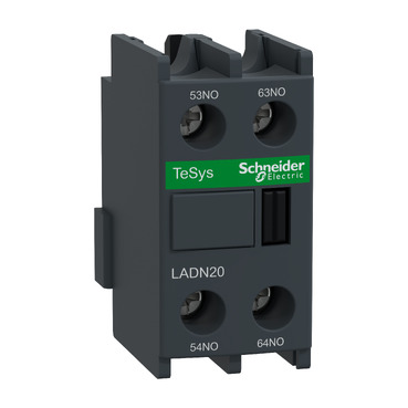 Schneider Electric LADN20, Auxiliary contact block, TeSys Deca, 2NO, front mounting, screw clamp terminals, 3389110383881