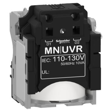 Schneider Electric LV429406, Undervoltage release MN, ComPacT NSX, rated voltage 110/130VAC 50/60Hz, screwless spring terminal connections, 3606480018954