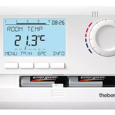 Theben 8319132, Digital clock thermostat with a low profile design for time-dependent monitoring and control of room temperature RAMSES 831 top2, 4003468831052
