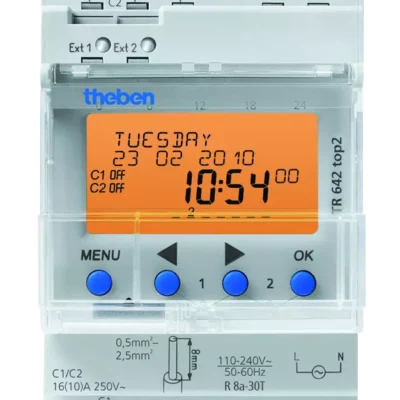 Theben 6420100, Digital time switch with yearly and astronomical time program, 2 channels TR 642 top2, 4003468642085