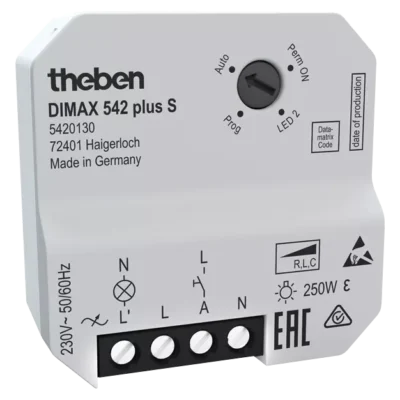 Theben 5420130, Universal dimmer for R, L and C loads with automatic load detection DIMAX 542 plus S, 4003468540039