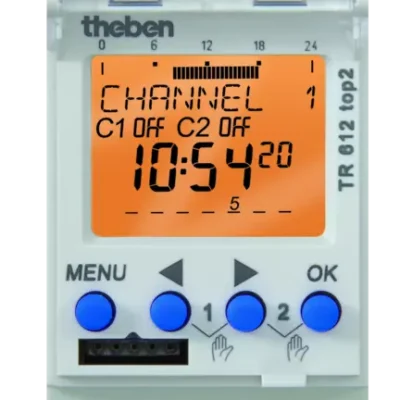 Theben 6124100, Digital time switch with weekly program, 24 V UC TR 612 top2 24V, 4003468613023