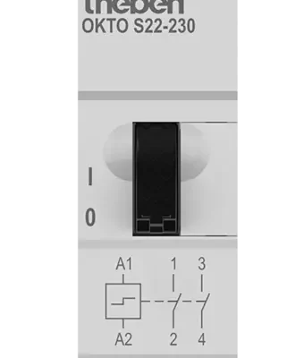 Theben 3120122, Electro-mechanical latching relay with 2 channels/contacts (normally open contact) OKTO S22-230, 4003468310038