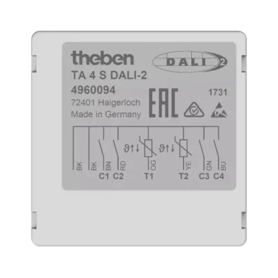 Theben 4960094, 4-way DALI-2 push-button interface flush-mounted TA 4 S DALI-2, 4003468491584