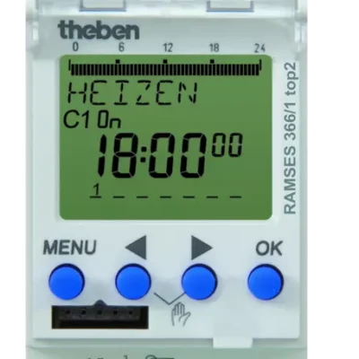 Theben 3660100, Digital clock thermostat with a low profile design for time-dependent monitoring and control of room temperature RAMSES 366/1 top2, 4003468360026