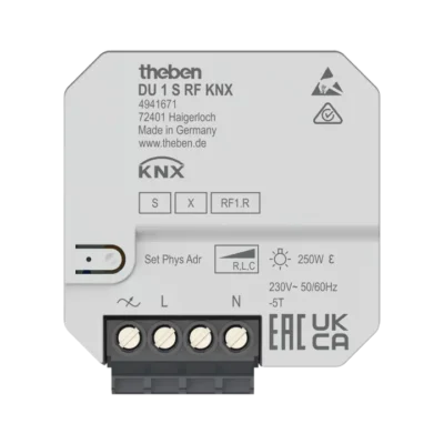 Theben 4941671, Flush-mounted 1-way dimming actuator 250 W, KNX RF, Data Secure DU 1 S RF KNX, 4003468491805
