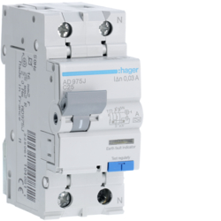 Hager AD975J, RCBO 1P+N 6kA C-25A 30mA A, 3250611040811