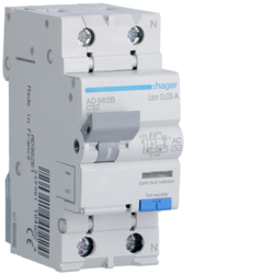 Hager AD982B, RCBO 1P+N 6kA C-32A 30mA AC, 3250611040224