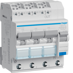 Hager ADZ310D, RCBO 3 - 3X1P+N 6kA B-10A 30mA A QC/QBB, 3250611020134
