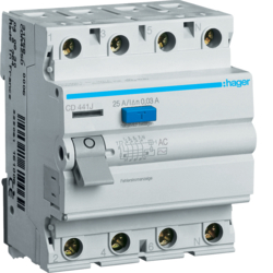 Hager CD441J, RCCB 4P 40A 30mA AC, 3250611616382