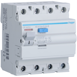 Hager CP441J, RCCB 4P 40A 300mA AC S, 3250611616535