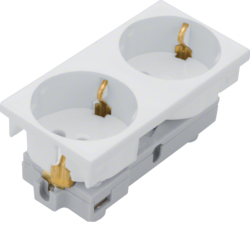Hager ESR2209010, socket outlet 2-g Rastec 20? pure white, 4012740878319