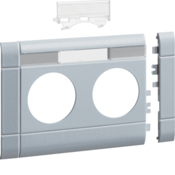 Hager GB10021LAN, Frontplate 2-gang socket BRH 100 LF alu, 4012740878319