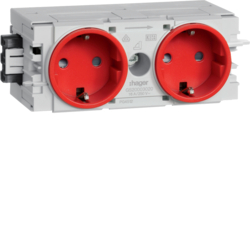 Hager GS20003020, Socket-outlet 2-gang Wago C-Profile red, 4012740878319