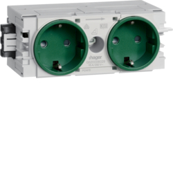 Hager GS20006029, Socket-outlet 2-g. Wago C-Profile green, 4012740878319