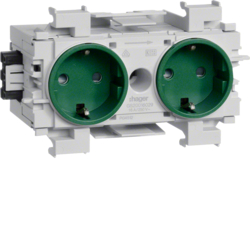 Hager GS20016029, Socket-outlet 2-g. Wago f-mount green, 4012740878319