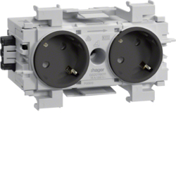 Hager GS20119011, Socket-outlet 2-gang 45? Wago f-mount gb, 4012740878319