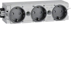 Hager GS30009011, Socket-outlet 3-gang Wago C-Profile gb, 4012740878319