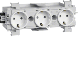 Hager GS30019010, Socket-outlet 3-gang Wago f-mount pw, 4012740878319
