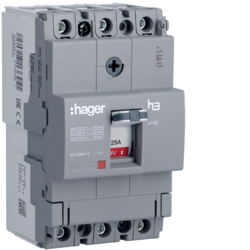 Hager HDA025L, MCCB h3 x160 TM 3x25A 18kA, 3250613136451