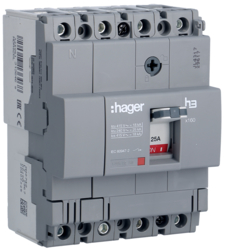 Hager HDA026L, MCCB h3 x160 TM 4x25A 18kA, 3250613136468