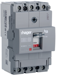 Hager HDA100L, MCCB h3 x160 TM 3x100A 18kA, 3250613136574