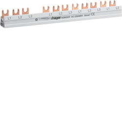 Hager KDN363F, Insulated busbar 3P fork 10mm? 12M, 3250613741068