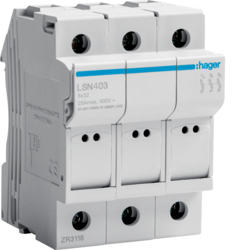 Hager LSN403, Fuse carrier 3P 25A 400V L32 3M, 3250614120039