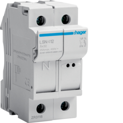 Hager LSN412, Fuse carrier 1P+N 25A 400V L32 2M, 3250614120053