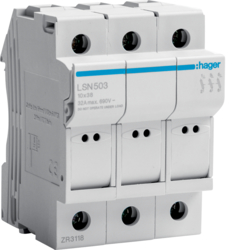 Hager LSN503, Fuse carrier 3P 32A 690V L38 3M, 3250614120091