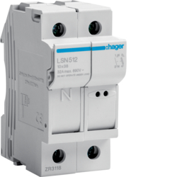 Hager LSN512, Fuse carrier 1P+N 32A 690V L38 2M, 3250614120121