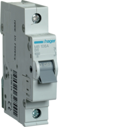 Hager MB106A, MCB 1P 6kA B-6A 1M, 3250614327001