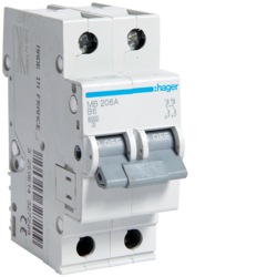 Hager MB206A, MCB 2P 6kA B-6A 2M, 3250614327209