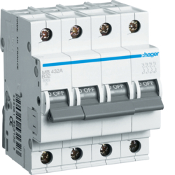 Hager MB432A, MCB 4P 6kA B-32A 4M, 3250614327568