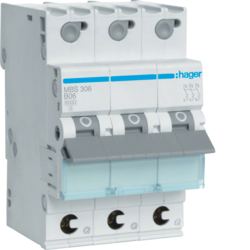 Hager MBS306, MCB 3P 6kA B-6A Quick Connect 3M, 3250614314858