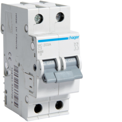 Hager MC203A, MCB 2P 6kA C-3A 2M, 3250614337284