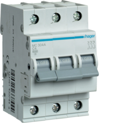 Hager MC304A, MCB 3P 6kA C-4A 3M, 3250614337444
