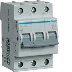 Hager MC313A, MCB 3P 6kA C-13A 3M, 3250614337475