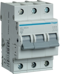 Hager MC350A, MCB 3P 6kA C-50A 3M, 3250614337536